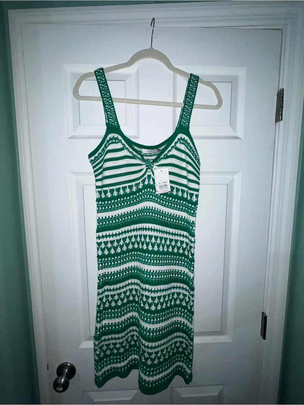 Green & White Knit Tank Dress